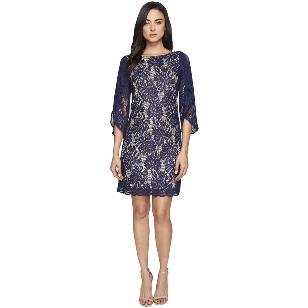 Lilly Pulitzer Bellmont Lace Dress Scalloped Navy Blue Size Medium